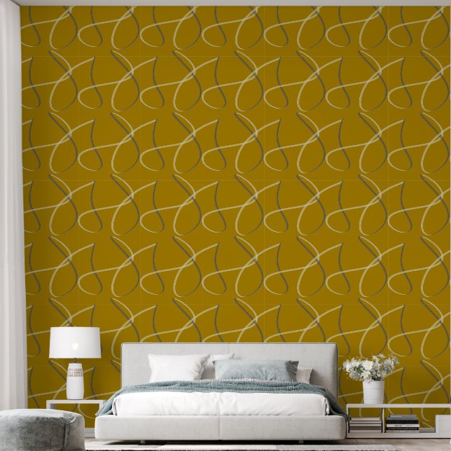 Metallic Gold White Blue Abstrakt Geometric Tapete (Schlafzimmer)