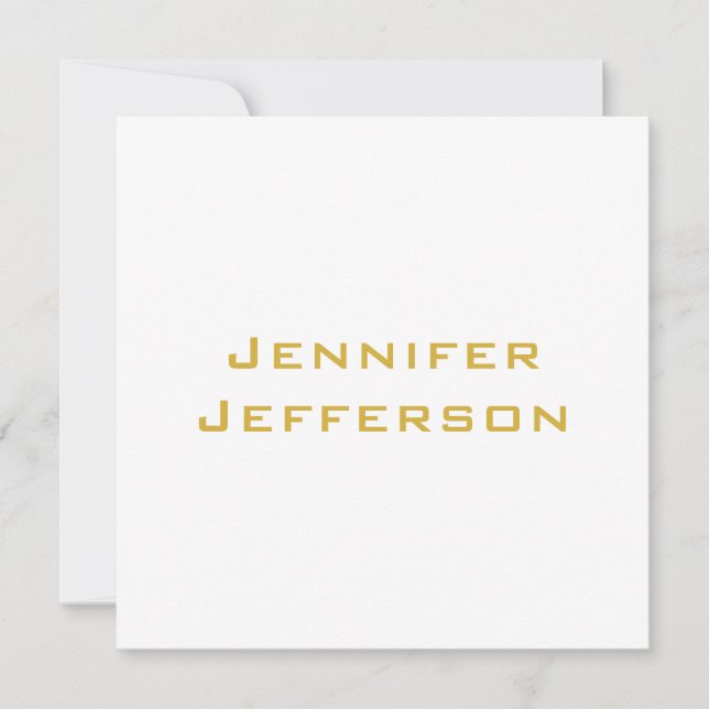 Metallic Gold & White Professional Modern Card (Vorderseite)