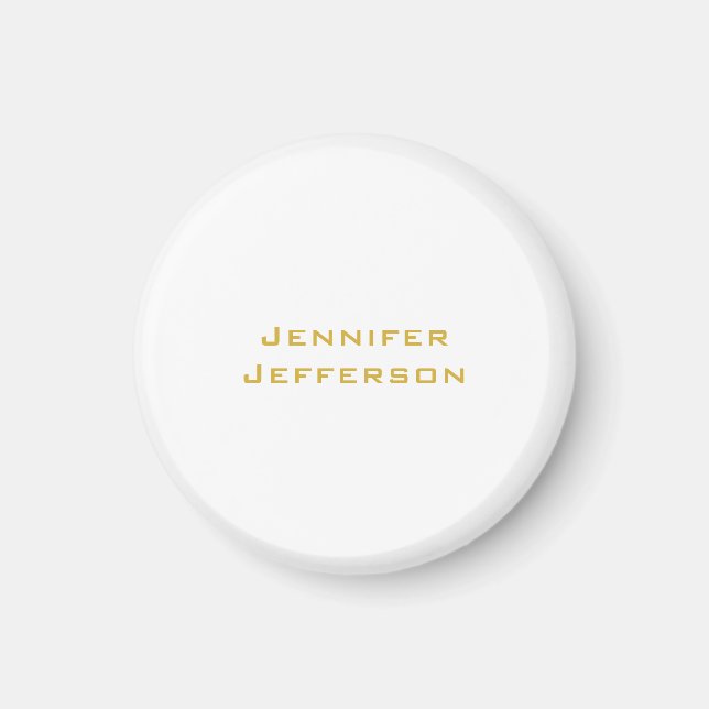 Metallic Gold & White Professional Modern Elegant Magnet (Vorne)