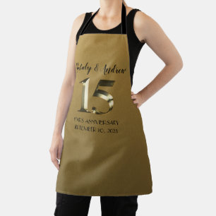 Metallic golden 15. Hochzeitstag Schürze