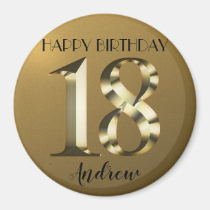 Metallic golden 18. Geburtstag Magnet