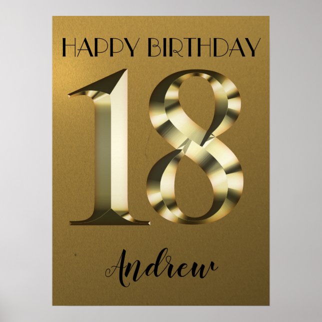 Metallic golden 18. Geburtstag Poster (Vorne)