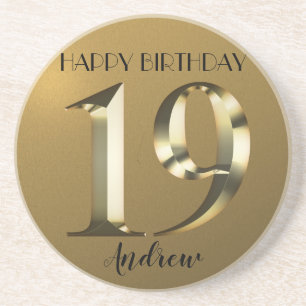 Metallic golden 19. Geburtstag Getränkeuntersetzer