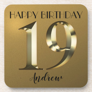 Metallic golden 19. Geburtstag Getränkeuntersetzer