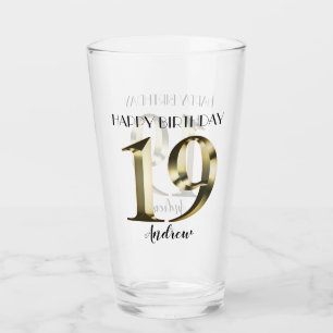 Metallic golden 19. Geburtstag Glas
