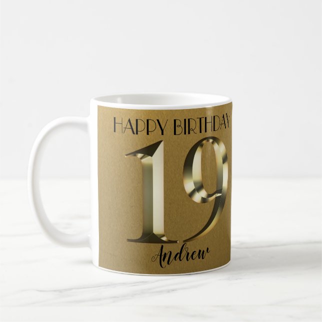 Metallic golden 19. Geburtstag Kaffeetasse (Links)