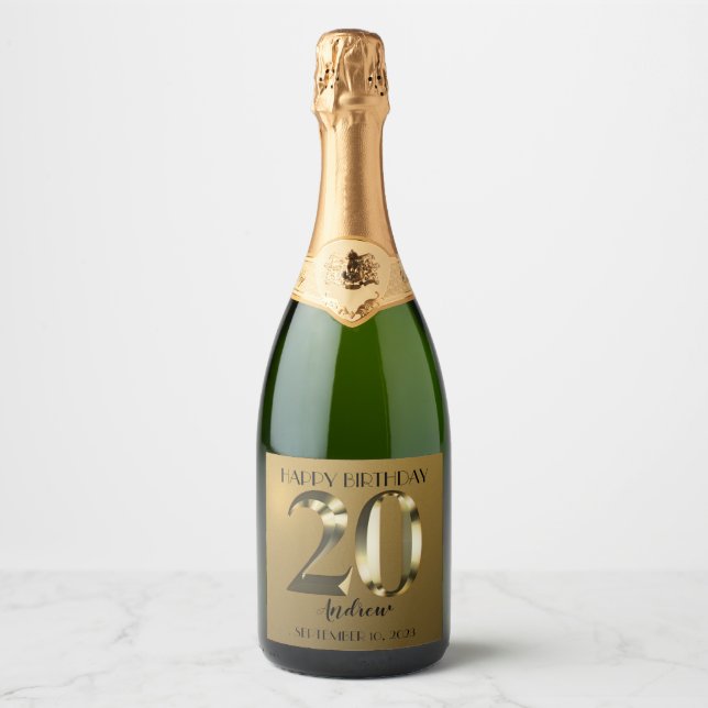 Metallic golden 20. Geburtstag (Vorderseite)