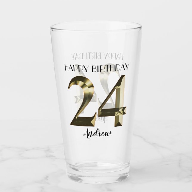 Metallic golden 24. Geburtstag Glas (Vorderseite)