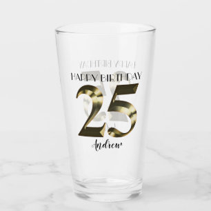 Metallic golden 25. Geburtstag Glas