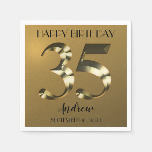 Metallic golden 35. Geburtstag Serviette