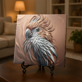 Metallic Golden Silver Embossed Cockatoo Parrot  Fliese