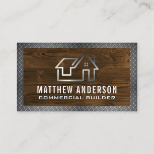 Metallic-House-Logo Holz und Metall Visitenkarte