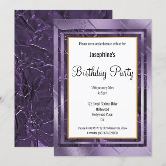METALLIC LILA LILAC LAYER FOIL BIRTHDAY EINLADUNG