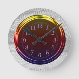 Metallic Look Funky Neon & Silver, Custom Runde Wanduhr