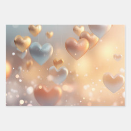 "Metallic" Look Gold, Silber & Rose Gold Geschenkpapier Set