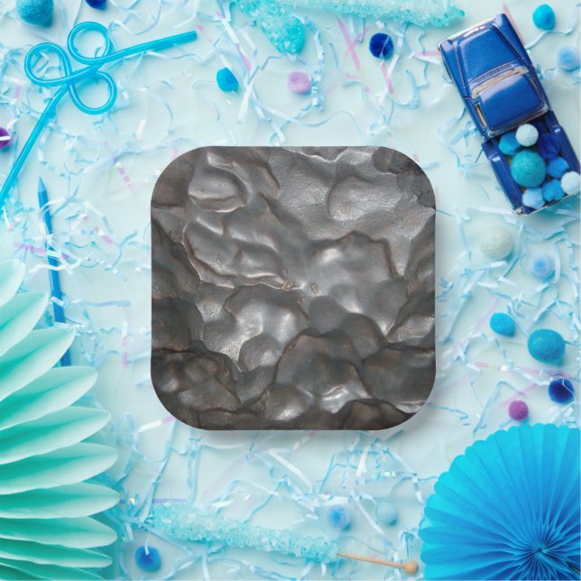 Metallic Meteorite Rock, Pappteller (Party)