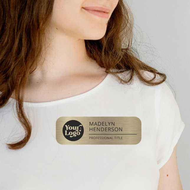 Metallic Old Gold Company Logo Mitarbeiter Magneti Namensschild (Von Creator hochgeladen)