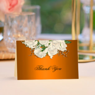 Metallic Orange, Bridal Bouquet Wedding Vielen Dan Dankeskarte
