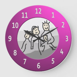 Metallic Personalize Round Pink Framed Foto Große Wanduhr