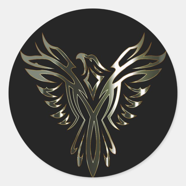 Metallic Phoenix Runder Aufkleber (Vorderseite)