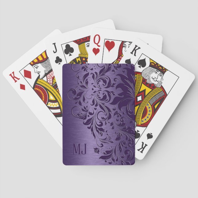 Metallic Purple Brushed Aluminum Purple Lace Spielkarten (Rückseite)