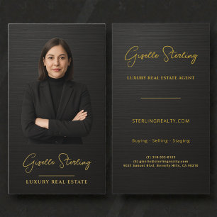 Metallic Real Estate Black Gold Professional Visitenkarte