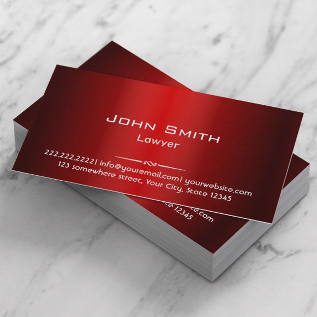 Metallic Red Lawyer Attorney at Law Visitenkarte (Von Creator hochgeladen)