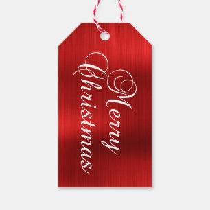 Metallic Red Merry Christmas Geschenkanhänger
