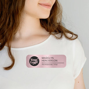 Metallic Rose Gold Company Logo Mitarbeiter Magnet Namensschild