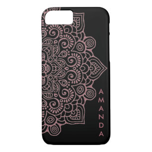 METALLIC Rose Gold Intricated Lace Mandala BLACK Case-Mate iPhone Hülle