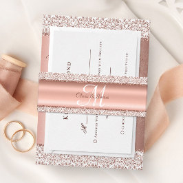 Metallic Rose Gold Monogram Wedding Einladungsbanderole