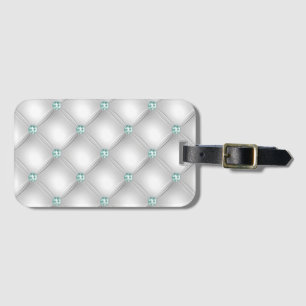 Metallic Satin White Mint Green Bling Gepäckanhänger