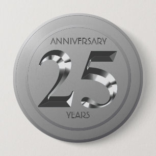 Metallic Silver 25. Hochzeitstag Button