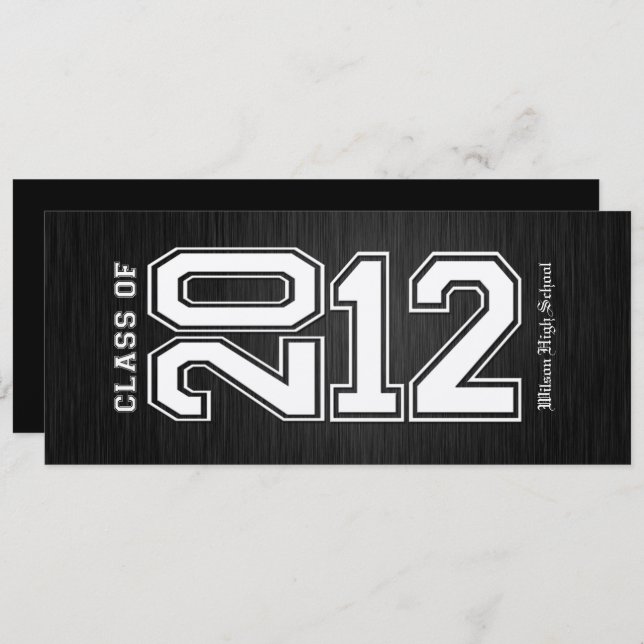 Metallic Silver Class of 2012 Graduation Invites Einladung (Vorne/Hinten)