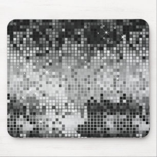 Metallic Silver Sequins Look Disco Mirrors Bling Mousepad