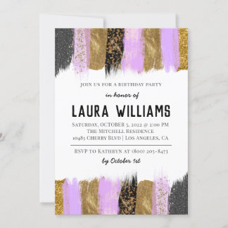 Metallic Tape Gold & Lavender Einladung zum Geburt