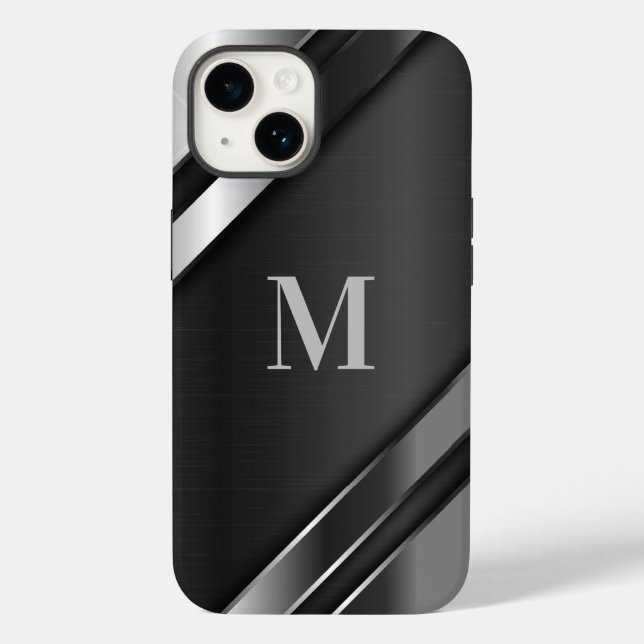 Metallic Texture Monogram Case-Mate iPhone 14 Hülle (Rückseite)