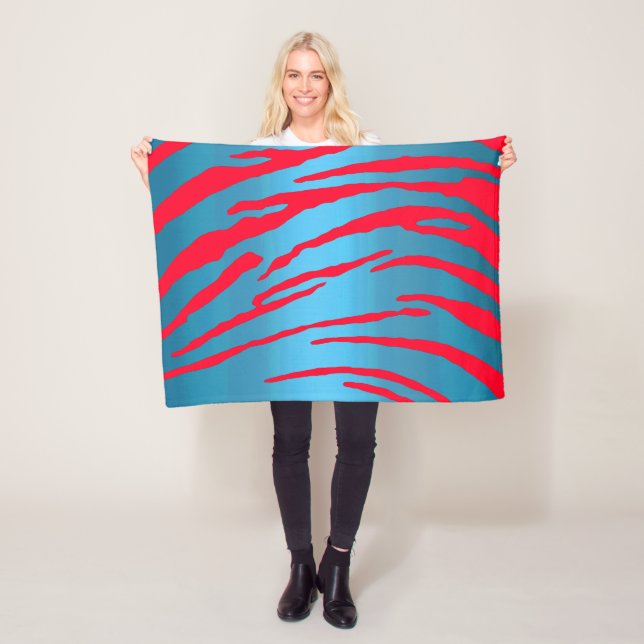Metallic Tiger Stripes Blue Red Fleecedecke (Beispiel)