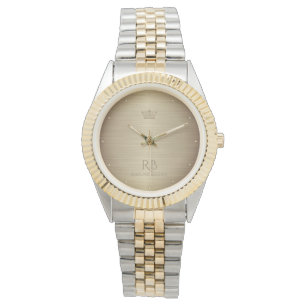 Metallic Watch in Gold Crown Armbanduhr