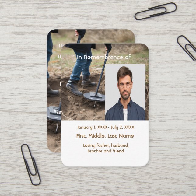 Metallidentifizierung von Memorial Pocket Card Visitenkarte (Vorderseite/Rückseite Beispiel)