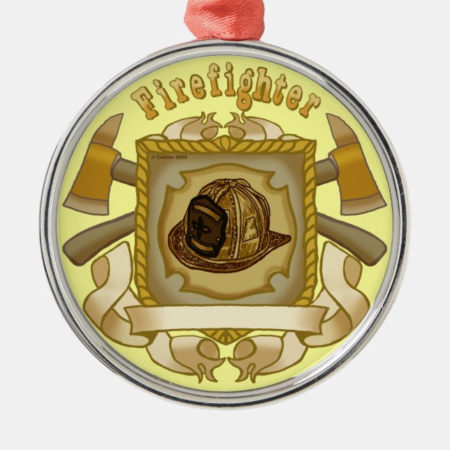 Métallique Ax Shield FireFighter ornement (Devant)