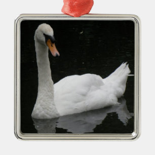 Métallique Beau Ornement de cygne blanc