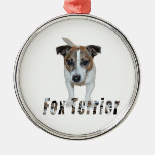 Métallique Fox Terrier avec logo, ornement en métal.