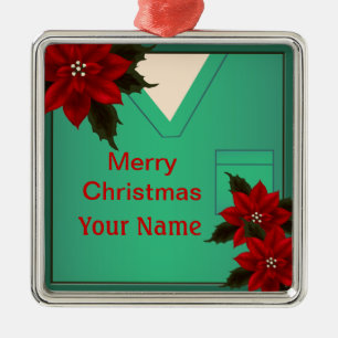 Métallique Infirmière Green Scrubs Noël Premium Ornement 5