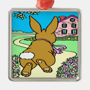 Métallique Lapin Trail Ornement de Pâques