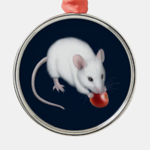 Métallique Le petit ornement blanc de souris