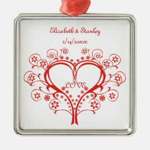 Métallique Love Swirl Coeur Saint Valentin ornement personnal
