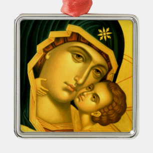 Métallique Mère de Dieu Glykophilousa -- Ornement d'icône