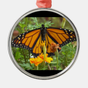 Métallique Mon ornement rond Monarch Butterfly-premium