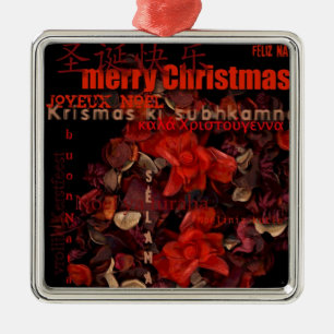 Métallique Monde Noël Feliz Navidad Joyeux Noel Ornement
